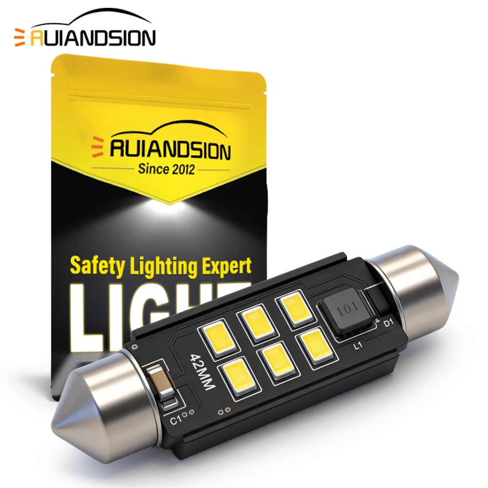 

42MM Festoon C5W C10W LED White 10-30V CANBUS Error Free 600LM Super Bright for Car Interior Dome Map Trunk License Plate Light
