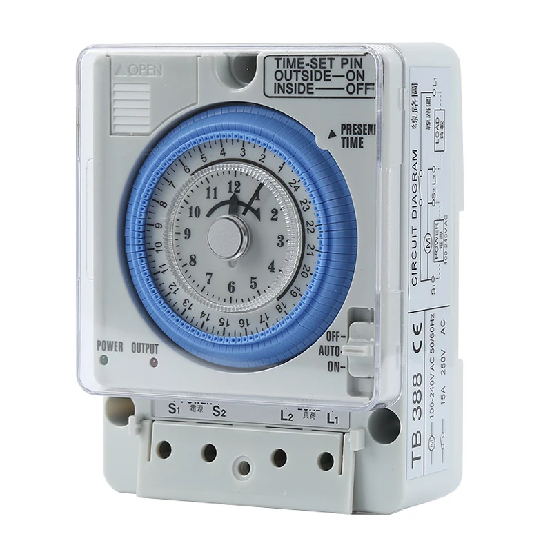 1~4PCS ManHua 24H 12VDC 15A Din Rail Timer Switch TB35 Analog Time Control Switch Mechanical Time Controller