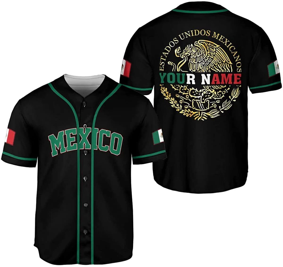 Mexico Flag Badge Baseball Jersey Men\'s Women\'s Short Sleeve Jersey Men\'s Oversize Streetwear Short Sleeve Sports KIds T-shirt