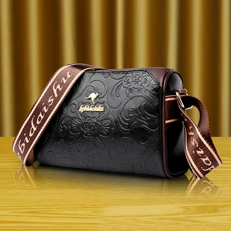 High Quality Soft Leather Women Shoulder Bag Trendy Floral Pattern Messenger Bags Women 2025 New Designer Handbags Wallets Sac