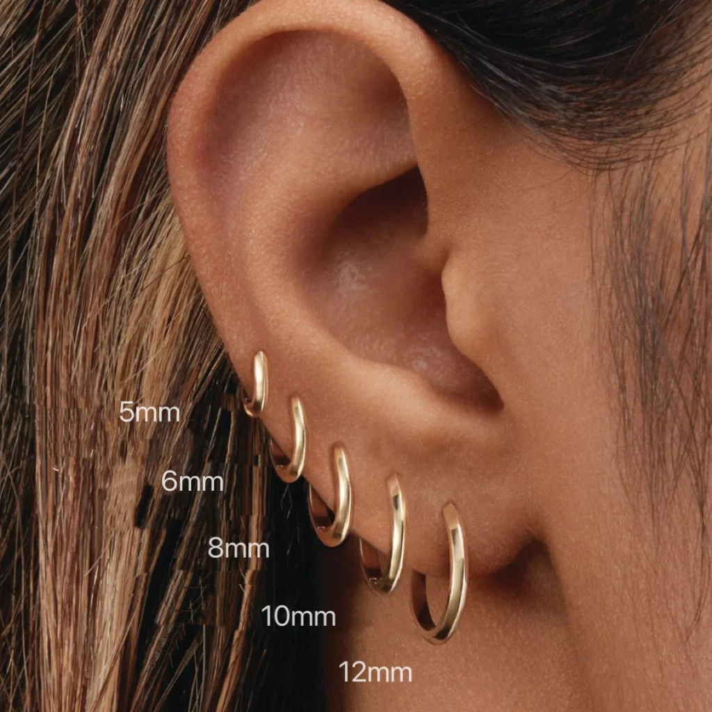 2/6PCS Stainless Steel Earring Minimalist Classic Round Gold Color Earring for Women Men Tiny Huggie Hoop Rock  Jewelry Gift