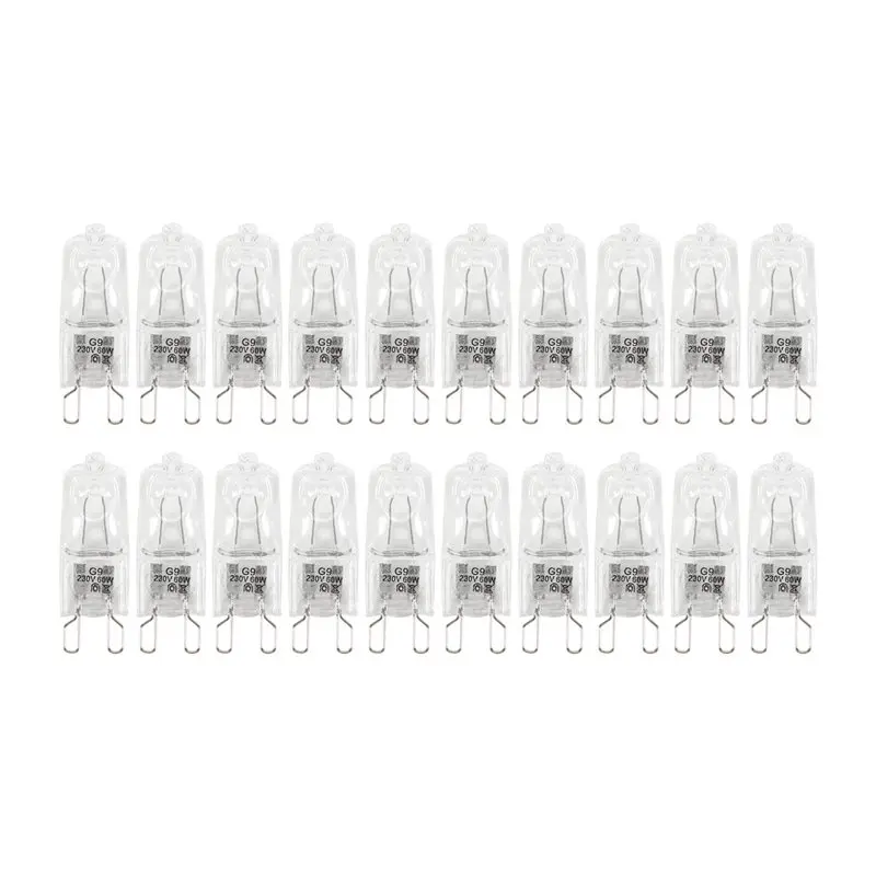 ABCA-20Pcs G9 Halogen Light Bulbs, Clear Halogen Lamps Dimmable,Warm White 2800K For Chandeliers,Pendants,Landscape Lights