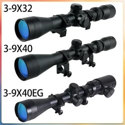 Lunety taktyczne 3-9x40EG 3-9x32 luneta myśliwska na zewnątrz strzelanie optyczne celownik Airsoft zielony czerwony podświetlany luneta snajperska