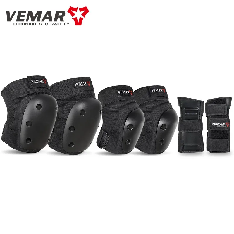 VEMAR Children Motorcycle Knee Elbow Hand Pads 6 Pcs Short Hard Shell Protective Gear 4