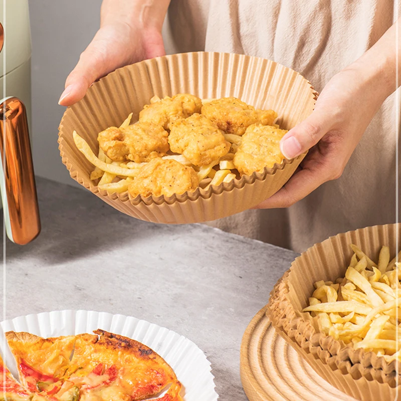 100/50/30PCS Disposable Air Fryer Paper Liner 16/20/23CM Oil-proof Water-proof Oven Airfryer Parchment Baking Cooking Paper Tray