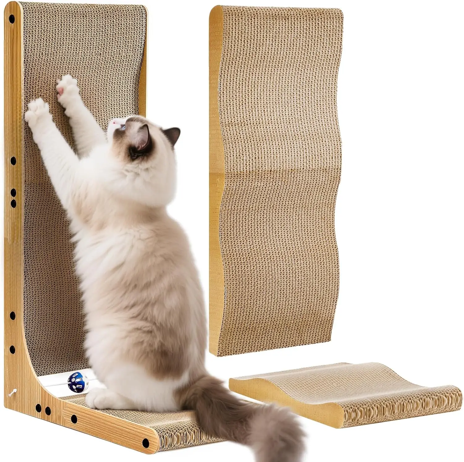 

Cat Scratcher with Replacement Cardboard, 27.6" L Shape Wall Mounted Cardboard Cat Scratchers for Indoor Cats, Large Pro