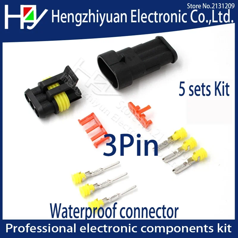Hzy Kit 2 pin 1 3 4 5 6 pins 18-15 AWG Way AMP Super seal Waterproof Electrical Wire Connector Plug for car waterproof connector
