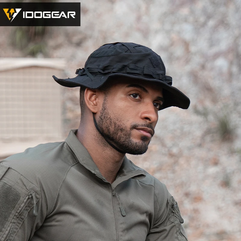 IDOGEAR التكتيكية Boonie قبعة الغابة قبعات للحماية من الشمس قابل للتعديل تنفس واسعة حافة قبعة لصيد الأسماك 3623