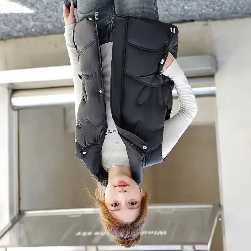 

2026 осень зима новый короткий пуховый хлопковый жилет куртка женская мода свободный утепленный теплый жилет пальто женские повседневные женские топы