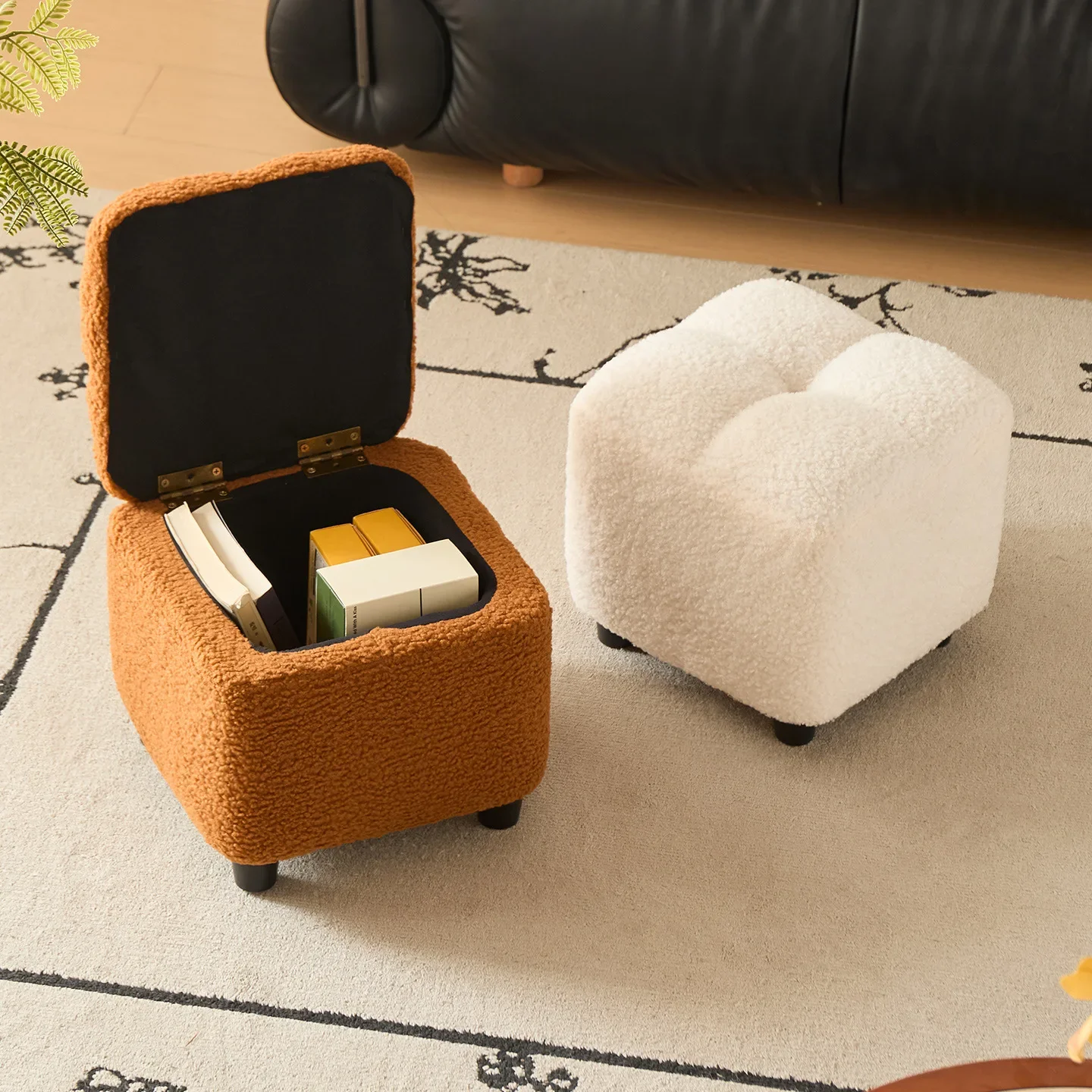 Creative Four Sided Soft Stool Storage Stool with Storage Capacity Bedroom Vanity Chair Super Soft Footstep Stool Home Furniture