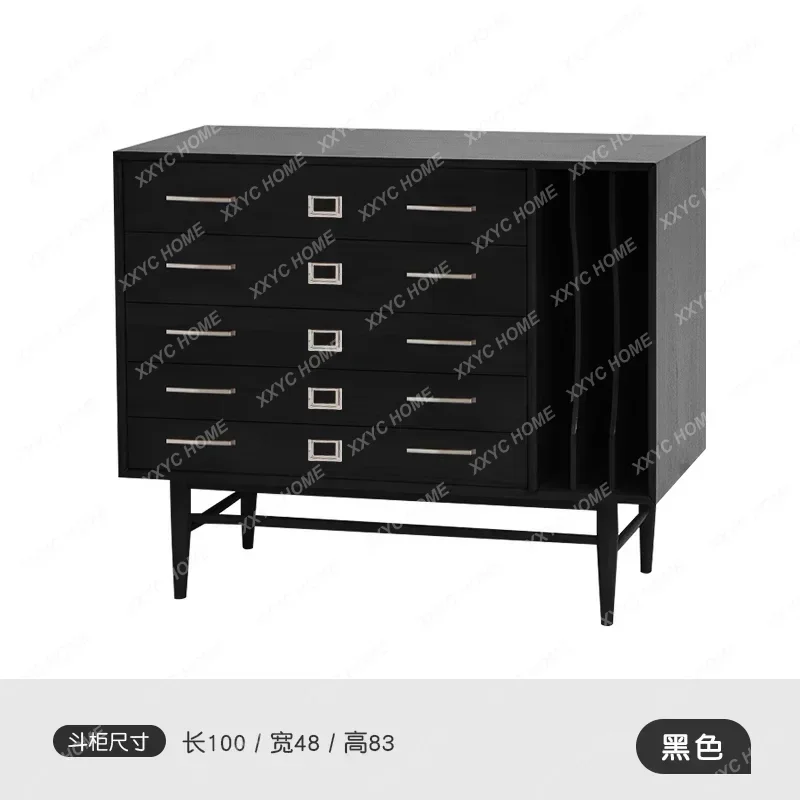 北欧レトロスタイルのチェスト家庭用無垢材シンプルロッカー