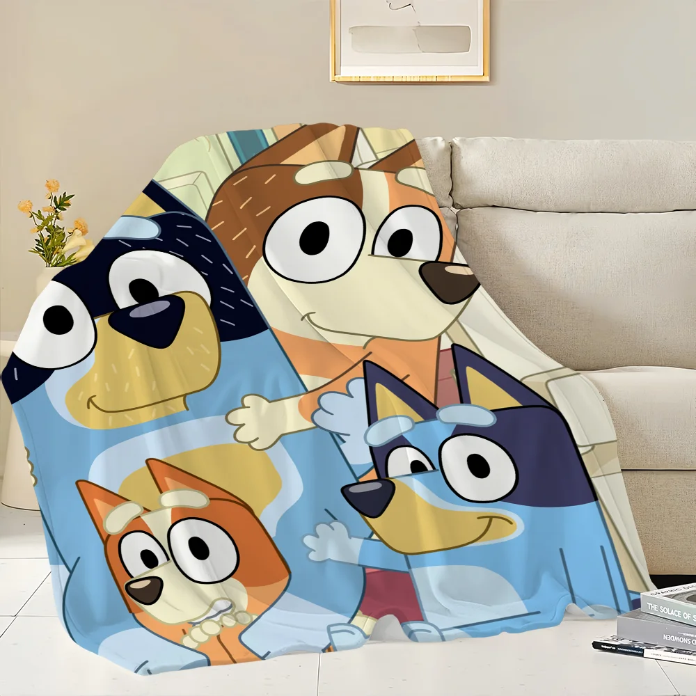 Cartoon Cute B-Bluey-S Dog Blanket Skin friendly comfort warm soft plush blanket suitable sofa living room office bedroom