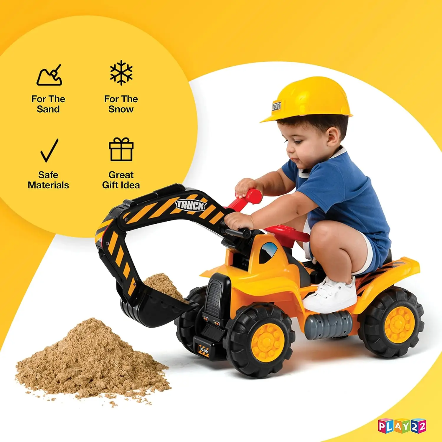 I trattori giocattolo per bambini cavalcano l'escavatore-suoni musicali Digger Scooter Bulldozer include casco con rocce-finta di giocare-fiona
