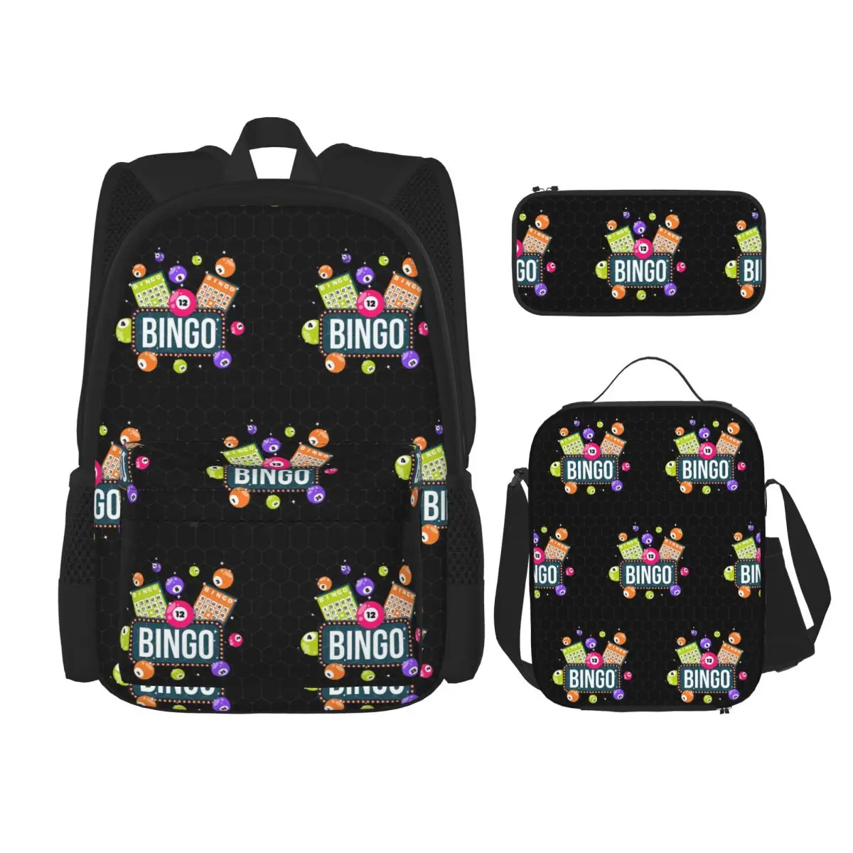 Come For Bingo Game Backpacks Kids Bookbag School Bags Rucksack Lunch Bag Pen Bag Three-Piece Set