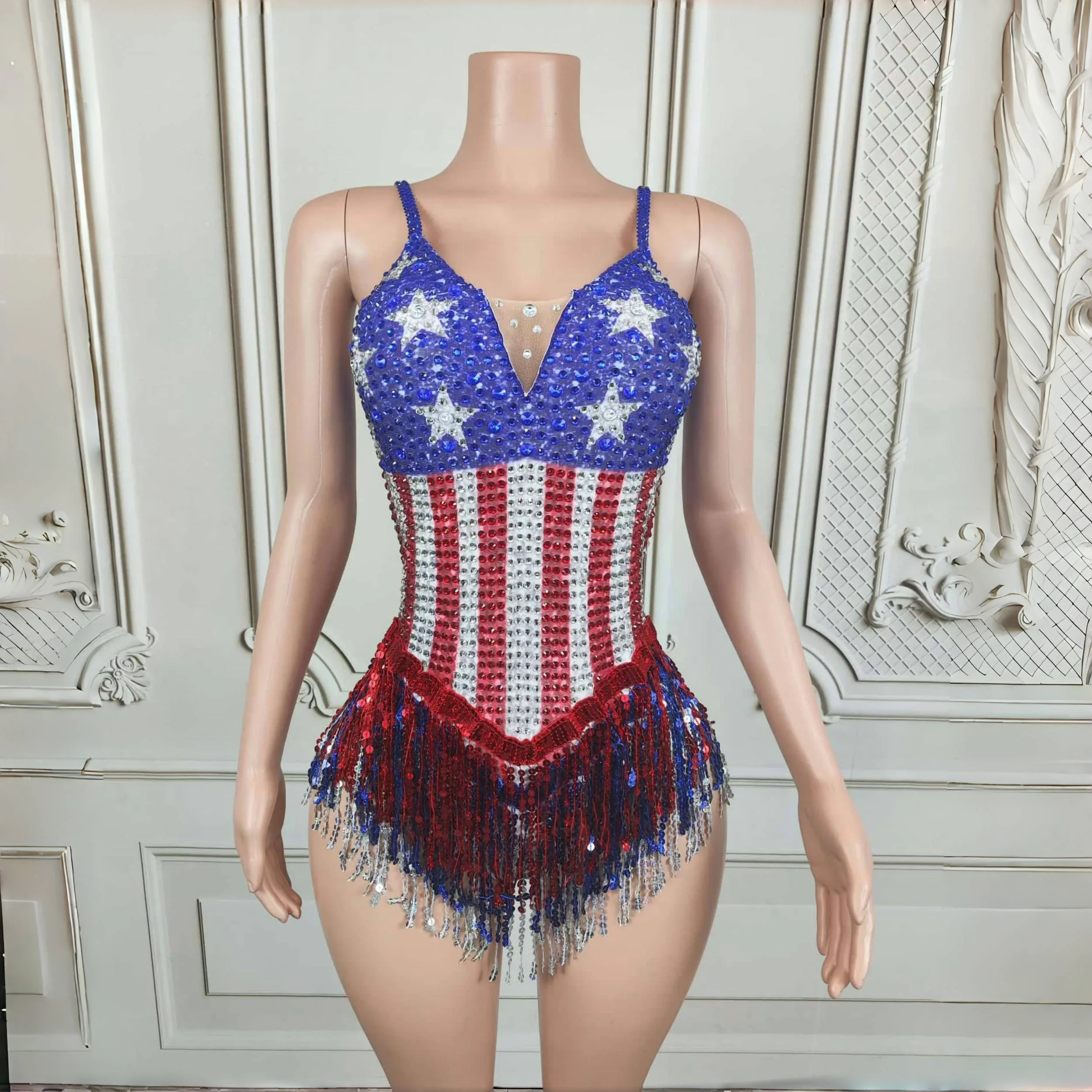 

Наряд для вечеринки по случаю дня рождения, женский классический блестящий боди со стразами, одежда для фестиваля, вечеринки, ночного клуба, танцовщицы, сцены P