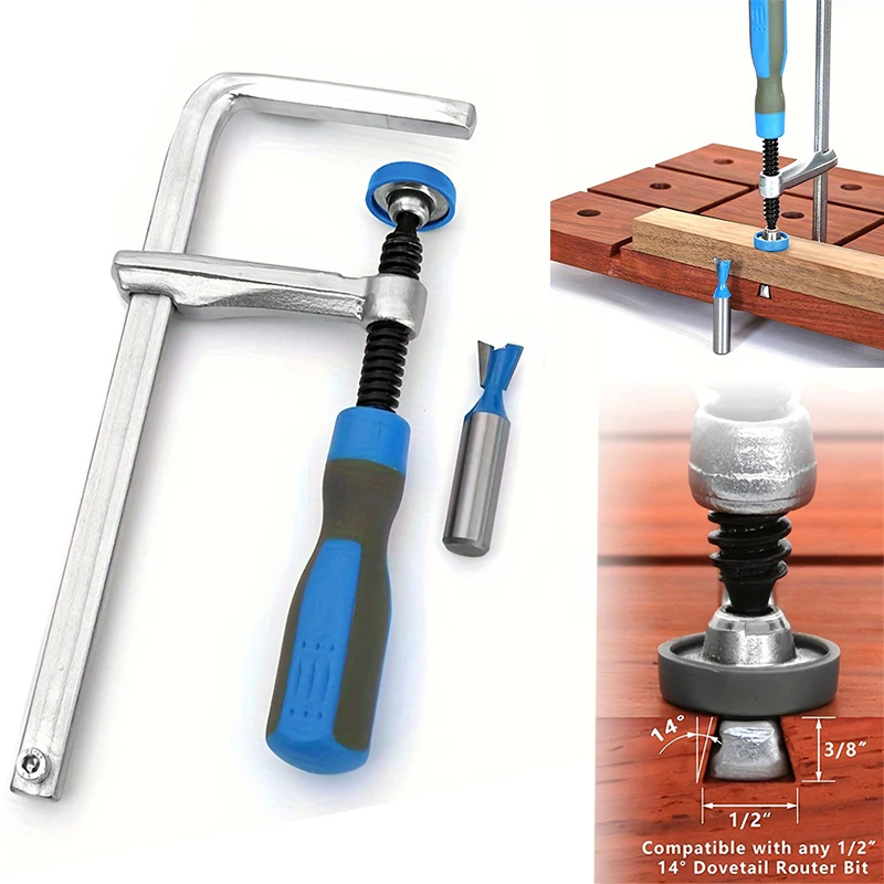 

Зажим «ласточкин хвост» с мягкой ручкой + фреза «ласточкин хвост», для направляющей гусеничной пилы DIY Настольный зажим для паза Деревообрабатывающий инструмент