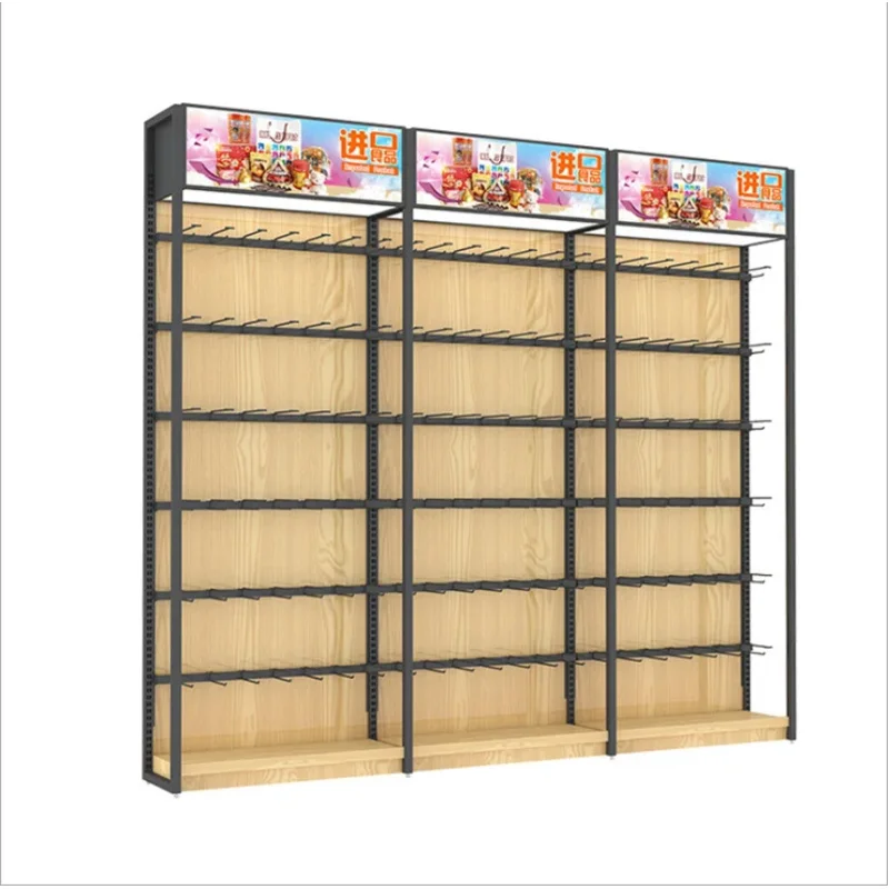 custom.Customized Metal and Wood Shelves Light Duty Supermarket Shelves, MINISO Display Racks Toys Grocery Items Food