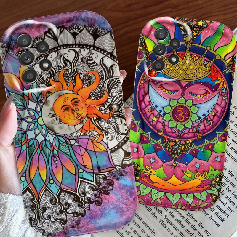 Mystic Art Sun Face For Samsung A55 A54 A53 A52 A35 A34 A33 A32 A25 A24 A23 A22 A21S A15 A13 A14 5G Wave Oil Cover Phone Case