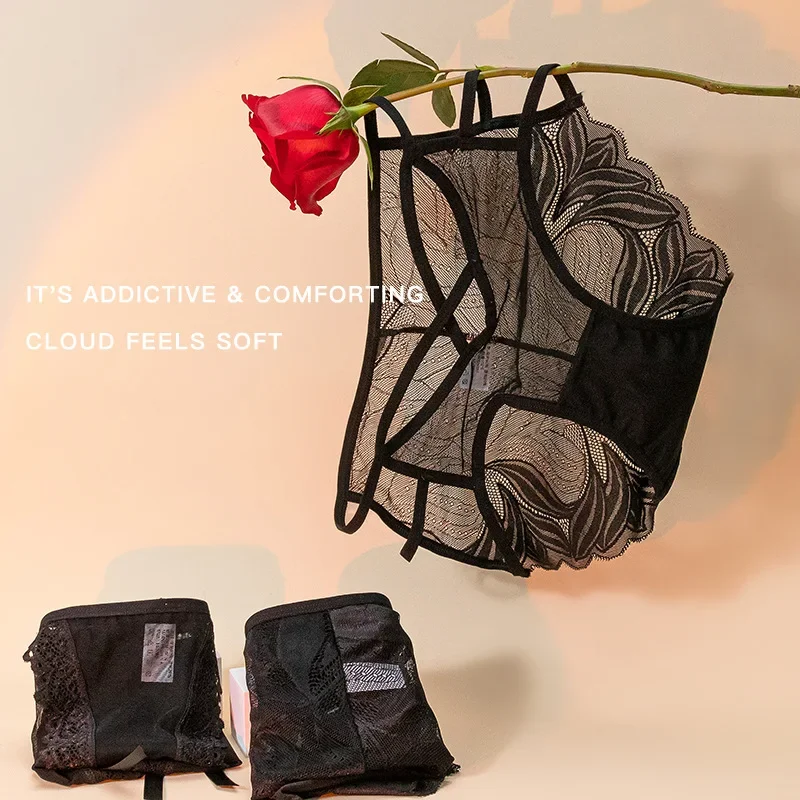 

Женские сексуальные черные кружевные трусики с высокой талией, большие размеры, трусы для женщин, бесследное искушение, нижнее белье с вышивкой для женщин