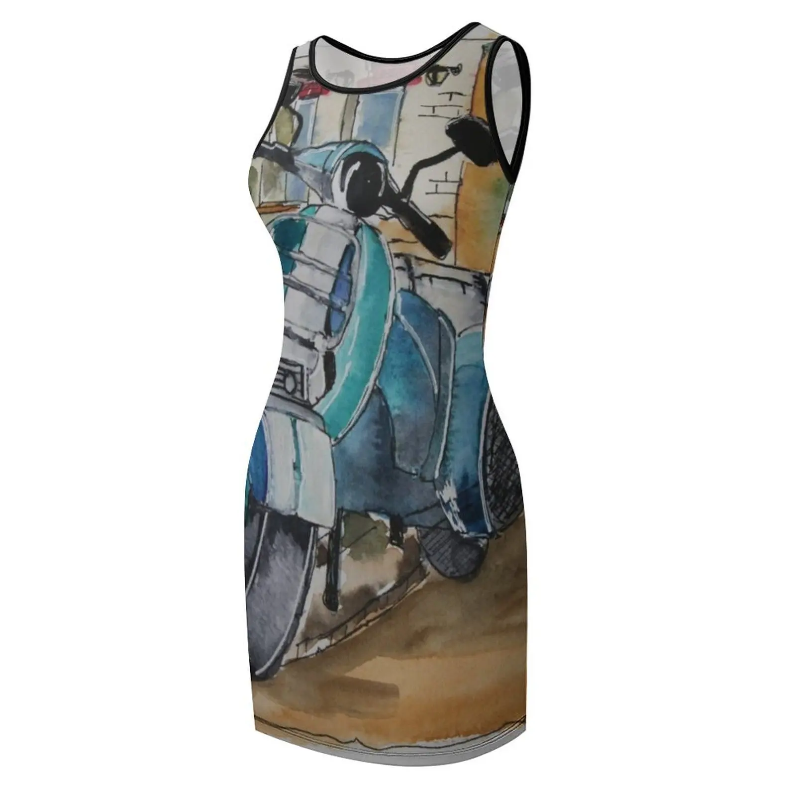 ชุดเดรสสกู๊ตเตอร์แบบไม่มีแขนสไตล์อิตาลี ชุดเดรสวันเกิด ชุดเดรสสำหรับงานพรอม ชุดเดรสสำหรับผู้หญิง