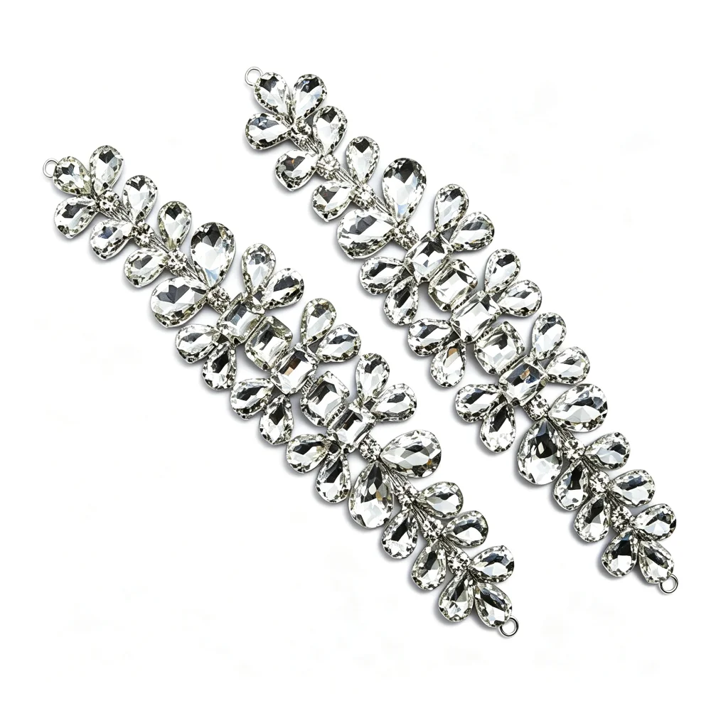 Silver Teardrop Sew On Rhinestone Trim, Bendable Sparkle Crystal Chain, Wedding Sash Stage Dress DIY Accessories