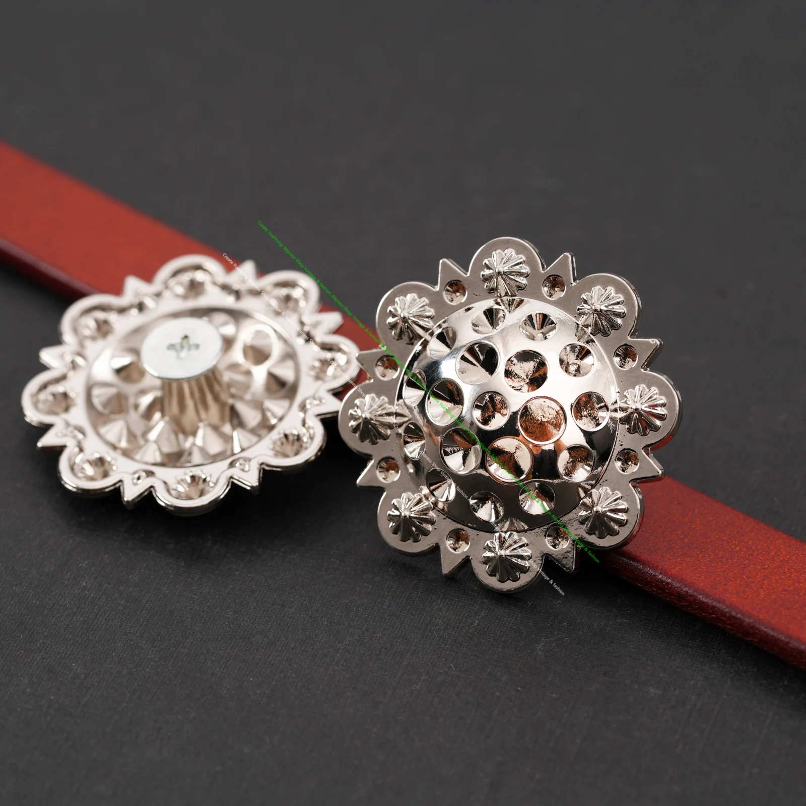 Set of 5 WESTERN HORSE SADDLE TACK 1-3/8' Bright Silver BERRY CONCHOS Screw Back