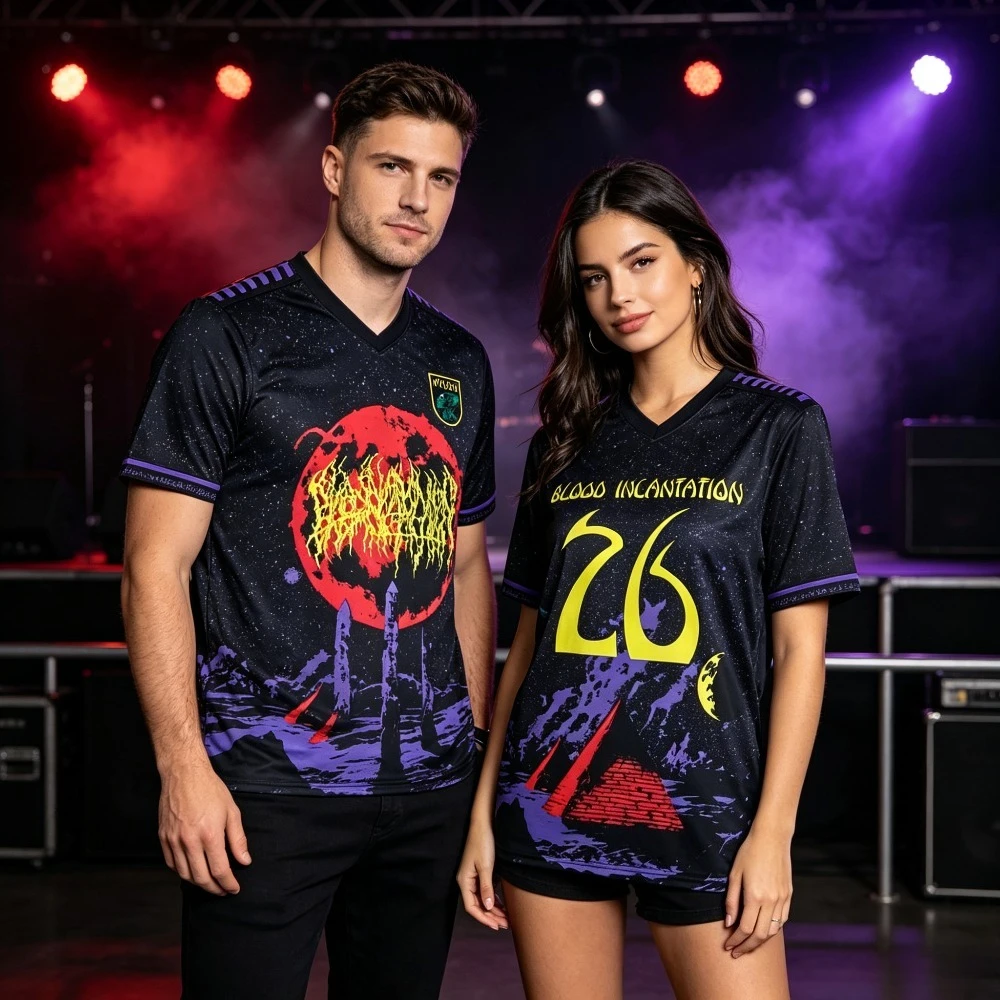 Blood Incantation Metal Band Soccer Jersey Retro Galaxy Space Graphic Football Tee Men Women Rock Music Short Sleeve Fan Uniform