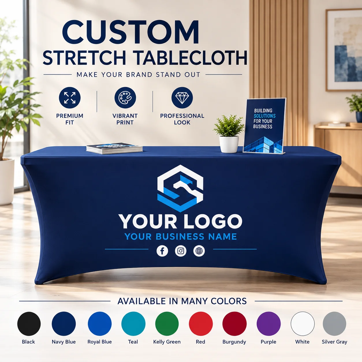 Customized logo all inclusive table cover, all inclusive tablecloth, suitable for investment promotion activities and parties
