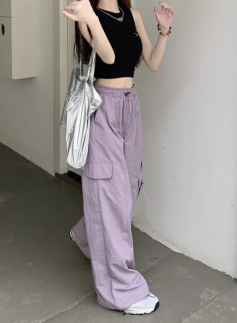 

Streetwear Joggers Women Fashion Y2k Wide Leg Pants 2023 New Bottoms Casual Pockets Sweatpants Striped Summer Pantalon Femme