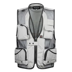 Été Fine Maille GlaFor Hommes XL-5XL Casual prolifération Travail OupillVarsity Multi Poches Gilet Mâle fibrJacket