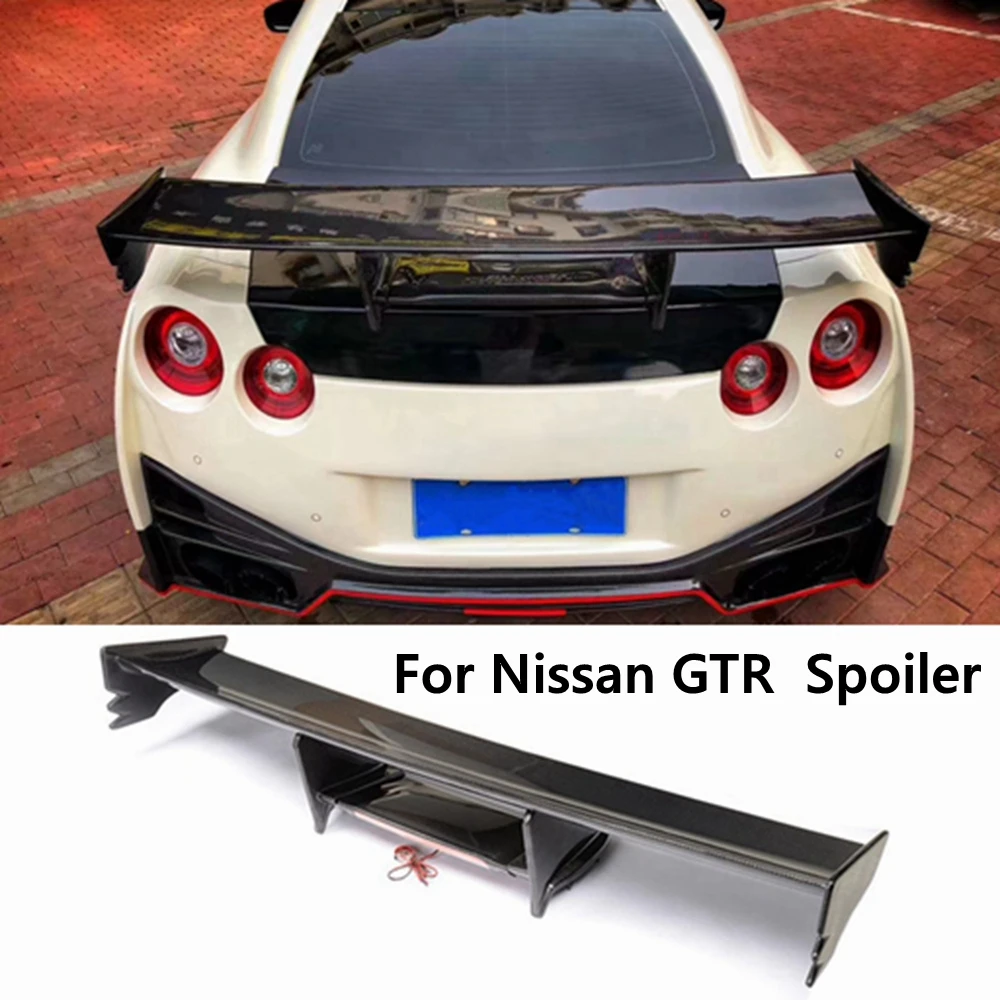 

For Nissan GTR R35 2009-2020 High Quality Real Carbon Fiber Car Rear Wing Trunk Lip Spoiler Cooperate With The LED