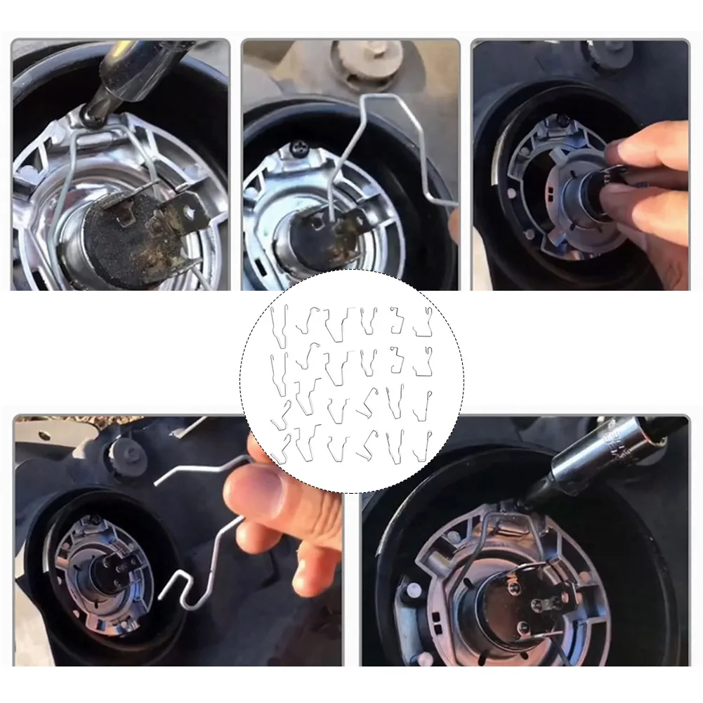 For Securing Headlights On Road Silver Headlight Spring Clips Auto Headlight Fastener Long Lasting Performance