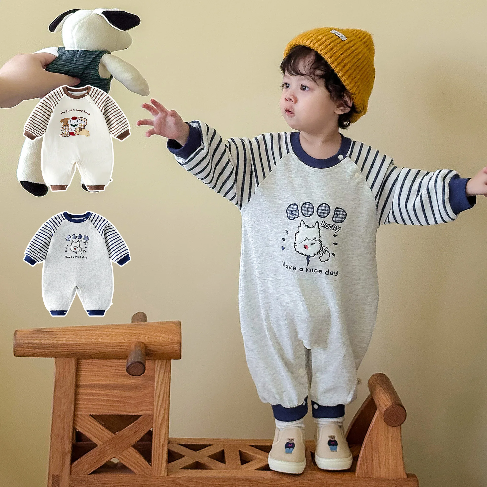 

Baby Super Cute Jumpsuit 2025 New Autumn Newborn Clothes Baby Embroidery Cartoon Climbing Clothes