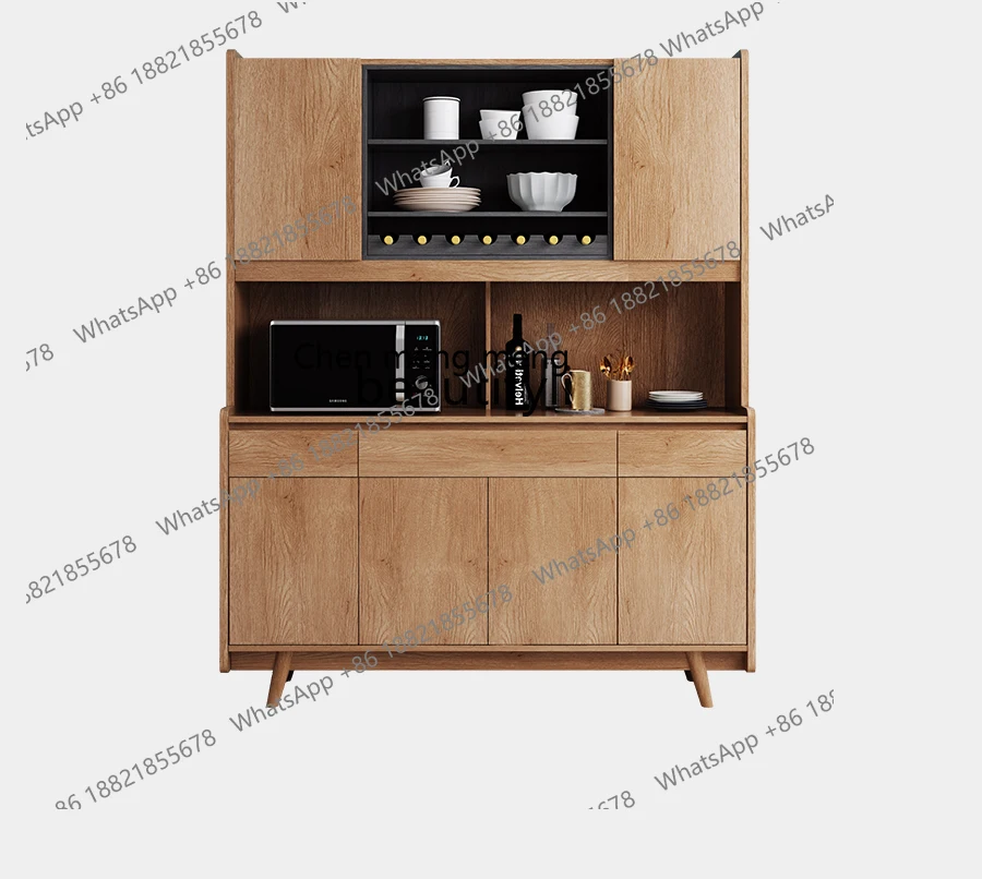 Modern Minimalist Nordic Solid Wood Side Wine Cabinet Integrated Wall Side Multi-Functional Tea Cabinet Storage Cabinet Home