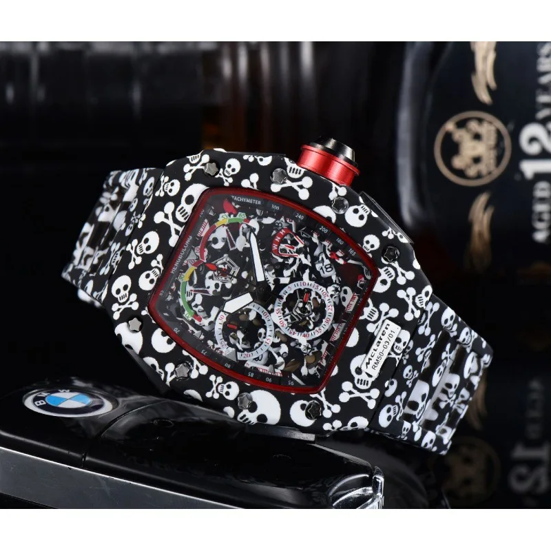 

Мужские кварцевые часы с пятью стрелками, уникальный дизайн, модные повседневные часы Tonneau, хронограф, календарь, водонепроницаемые наручные часы, подарок