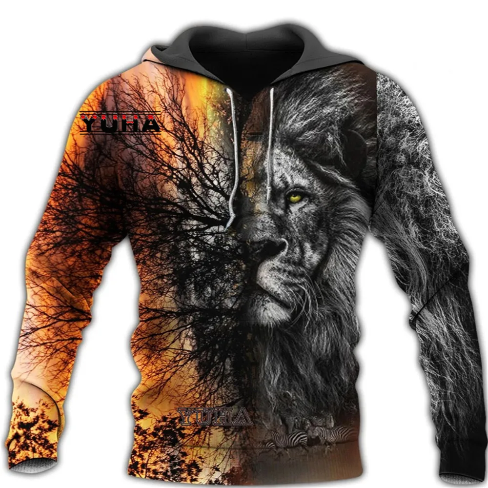

Polynesian Lion 3D printed Hoodies sweatshirts Men Women Fashion Hooded Long Sleeve streetwear Funny Animal Pullover