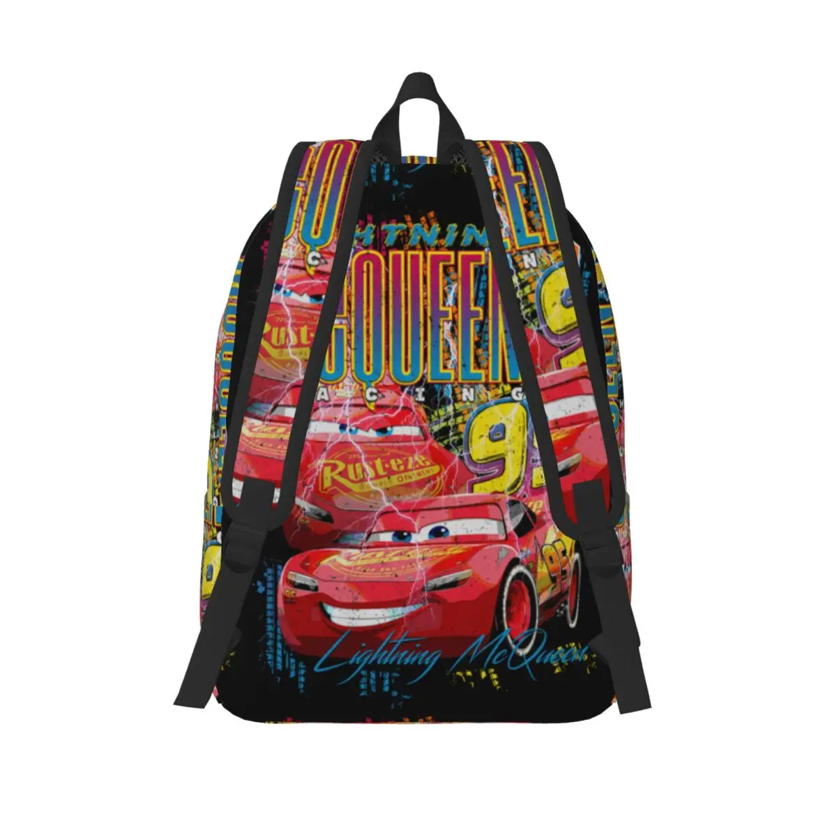 車ライトニングマックィーンレーシングサンダーポスターバックパックレジャーバックパック少年ハイキングソフトスクールバッグデザイナーリュックサック