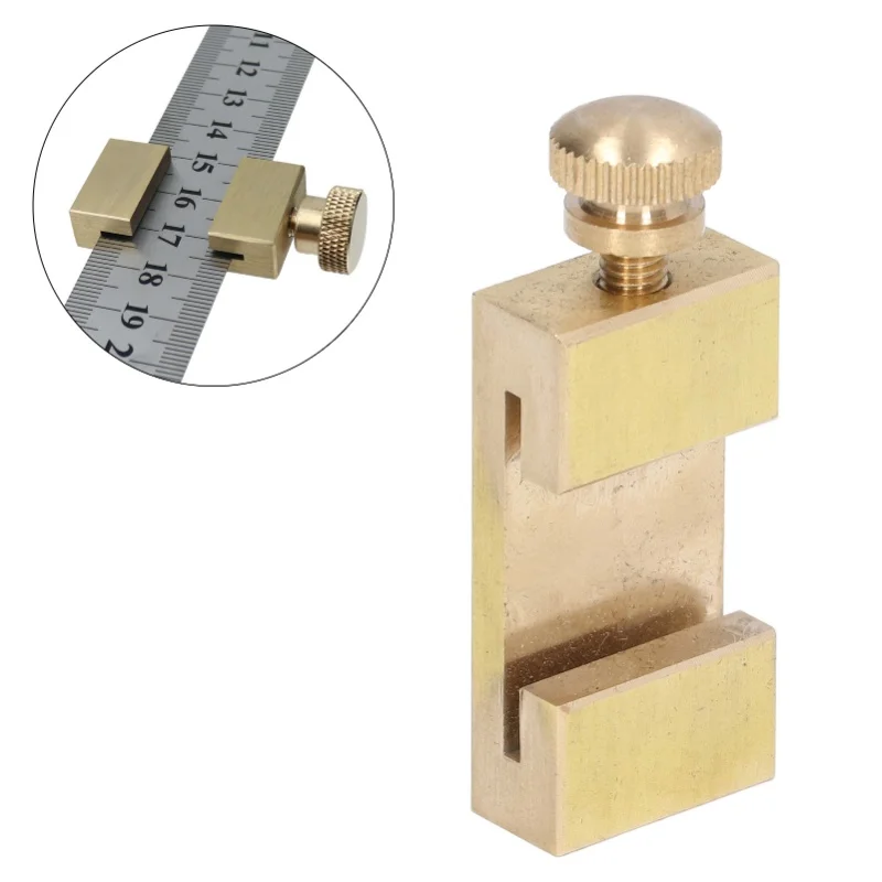 Brass Scribe Steel Ruler Positioning Limit Block Woodworking Angle Line Scriber Locator