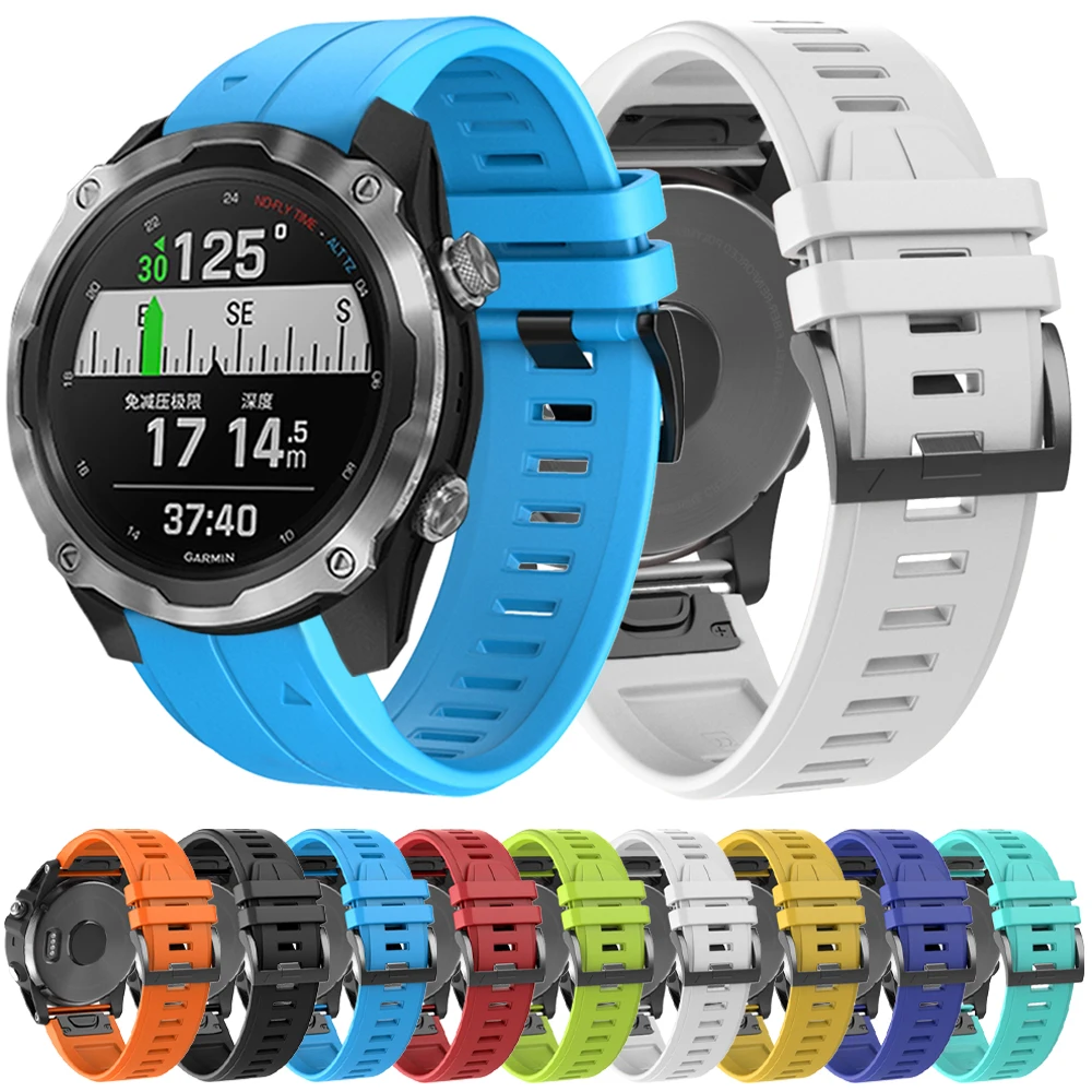 Bracelet en Silicone à ajustement rapide pour Garmin Descent G1 Mk2/Mk2i/Mk1 D2 S60 S62 PX Solar 22/26mm, Bracelet souple, accessoire