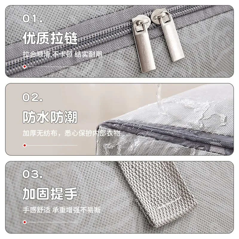 1pc Bear Pattern Clothing and Quilt Storage Bag Non-woven Fabric Thickened Bedroom Storage Travel Moving Bag image 4