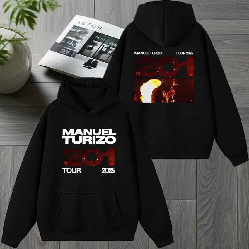 

Hot Rapper Manuel Turizo 201 Tour 2025 New print Hoodie Unisex punk Casual Sweatshirt Autumn Winter Men women Fleece streetwear