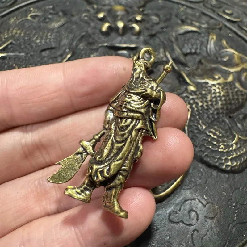 New Retro Brass Guan Gong with Broadsword Martial Fortune Ornament