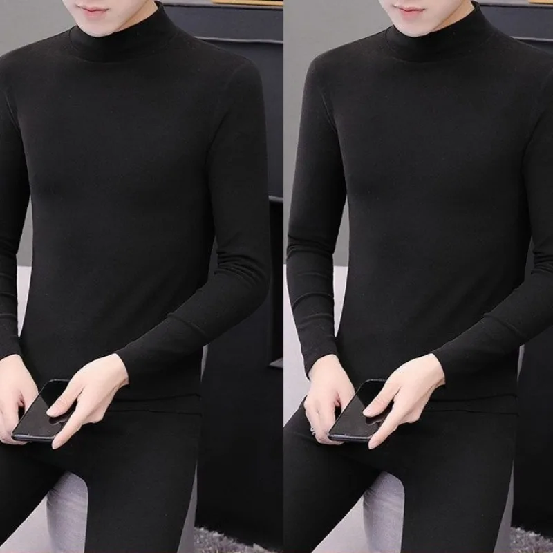 الرجال المخملية س الرقبة ملابس اخلية حرارية مجموعة كبيرة الحجم الشتاء المخملية سميكة طويلة جونز قاع T سترة ملابس خاصة بيجامة رجل #2