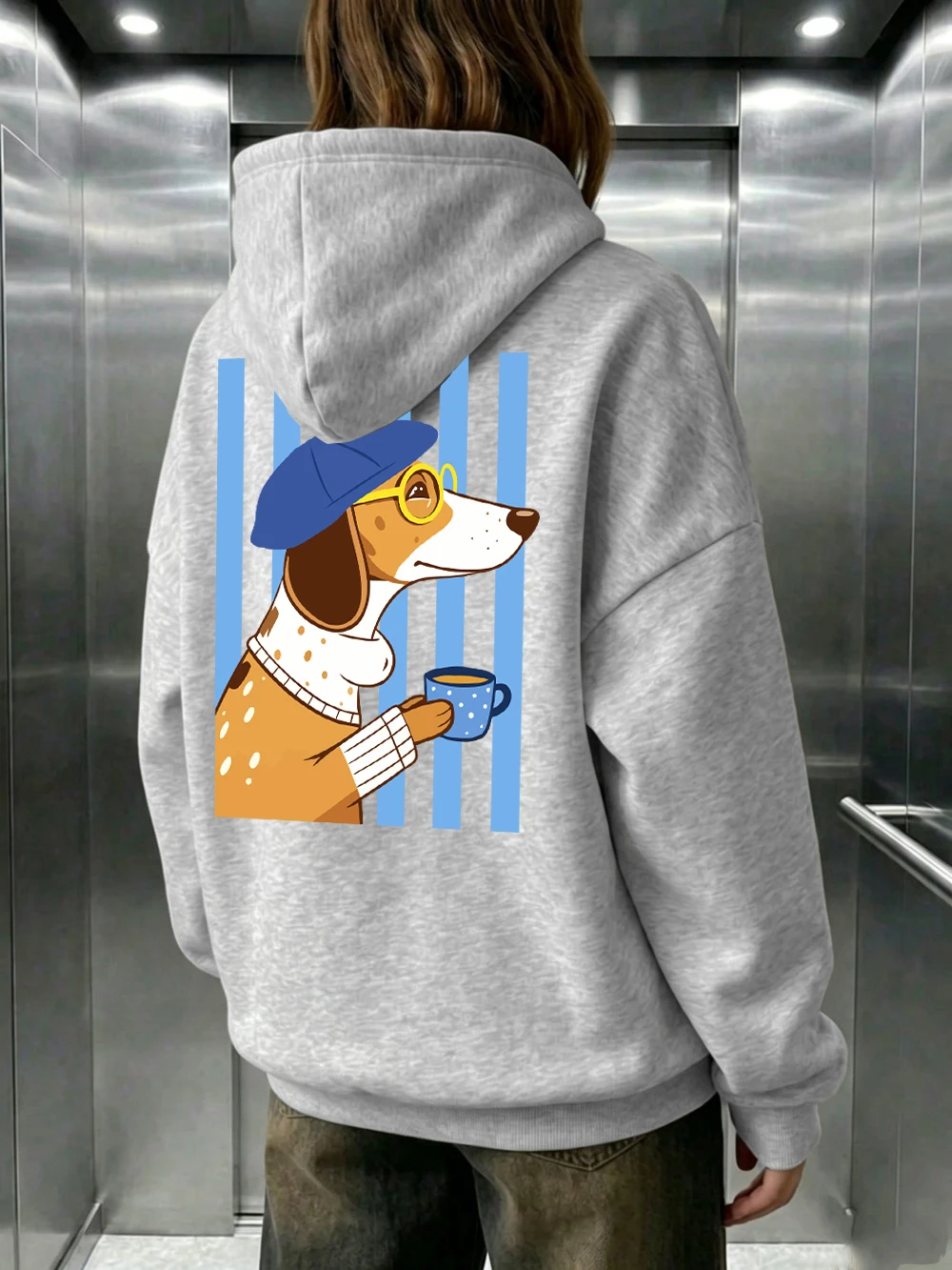 Dachshund-Hundemotiv Hoodies Damen Lässige Lose Pullover mit Taschen Sportliche Jogging-Sweatshirts Winter Fleece Warme Damenkleidung – Detail 12