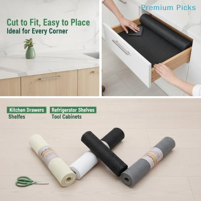 PVC Non Slip Mesh Grid Mat Strong Anti Skid Grip Customizable Cut Size Liner for Kitchen Cabinet Drawer Car Shelf Organization