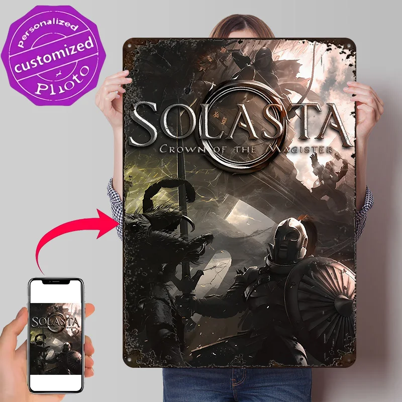 Solasta: Crown of the Magister Artwork 3D Texture Printed Poster Custom Vintage Metal Tin Plate Sign for Wall Art Desk Decor