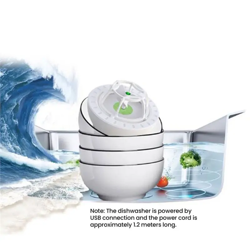 AC93-Portable USB Dishwasher Mini Ultrasonic Dish Cleaner For Household Kitchen Apartment RV Travel Use
