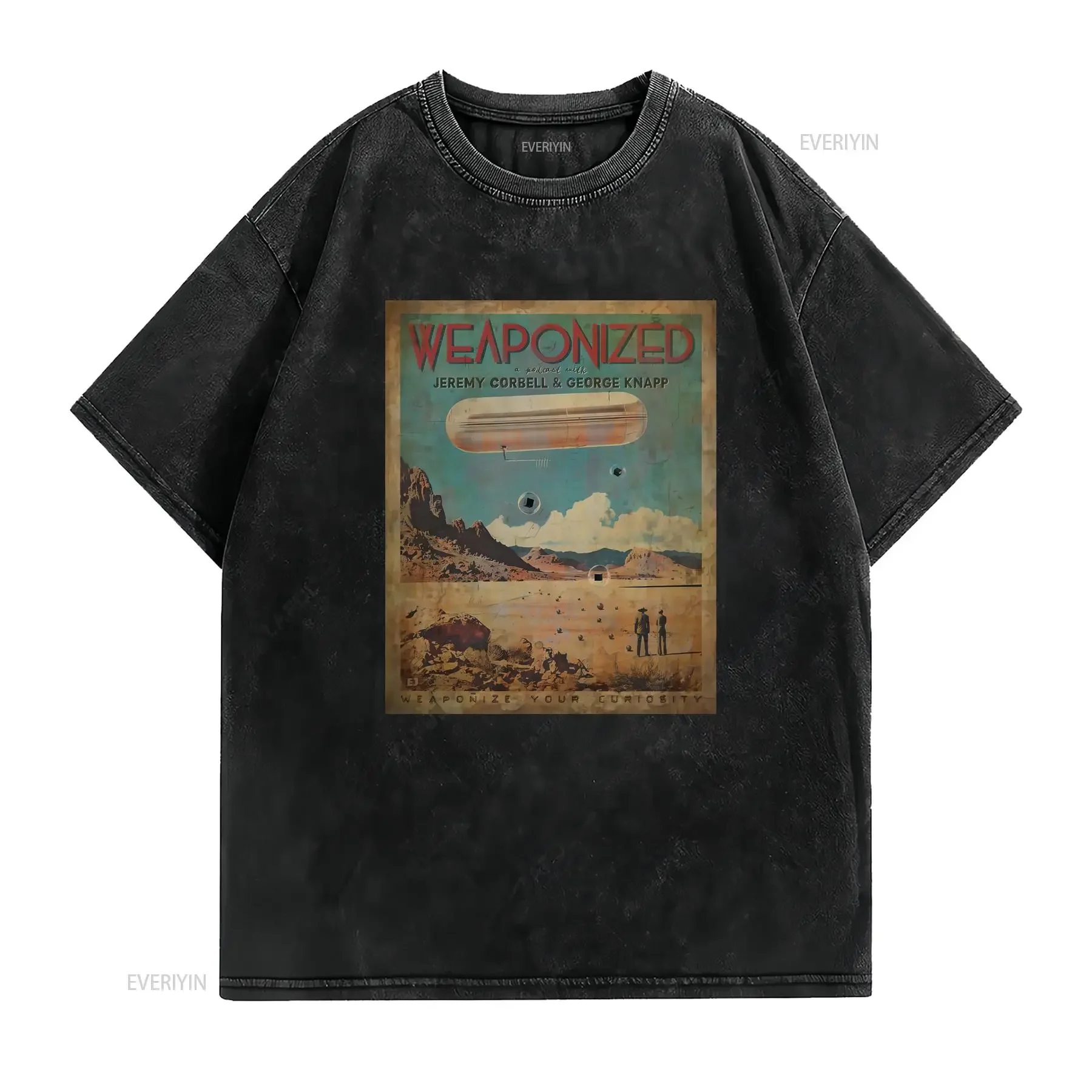 WEAPONIZED PODCAST T Shirt UFO Tic Tac Jeremy Corbell George Knapp vintage Washed Stretched Casual fashion streetwear vintage