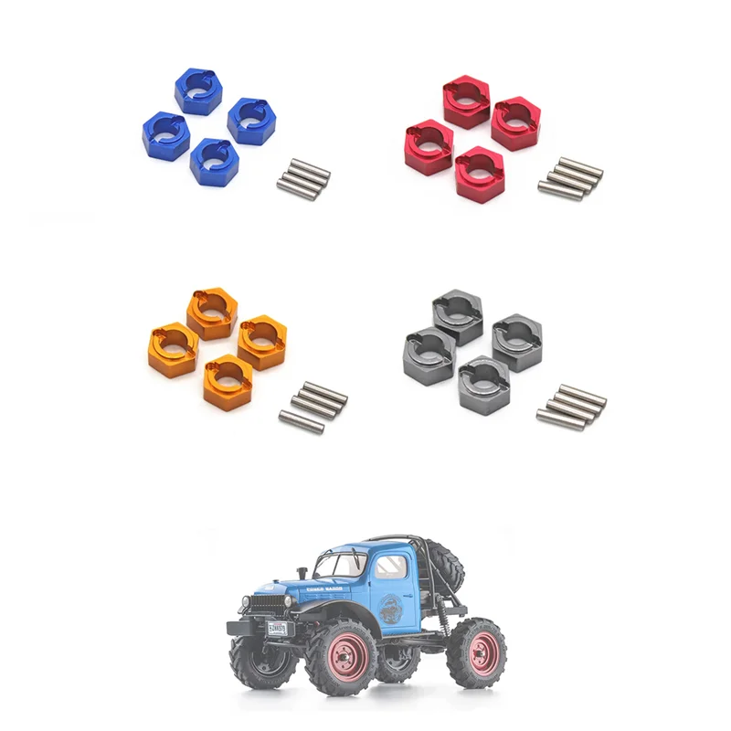 Roda de metal Hex Adaptador para RC Crawler Car, Peças Upgrades, 7mm, FMS FCX24 1/24, 4