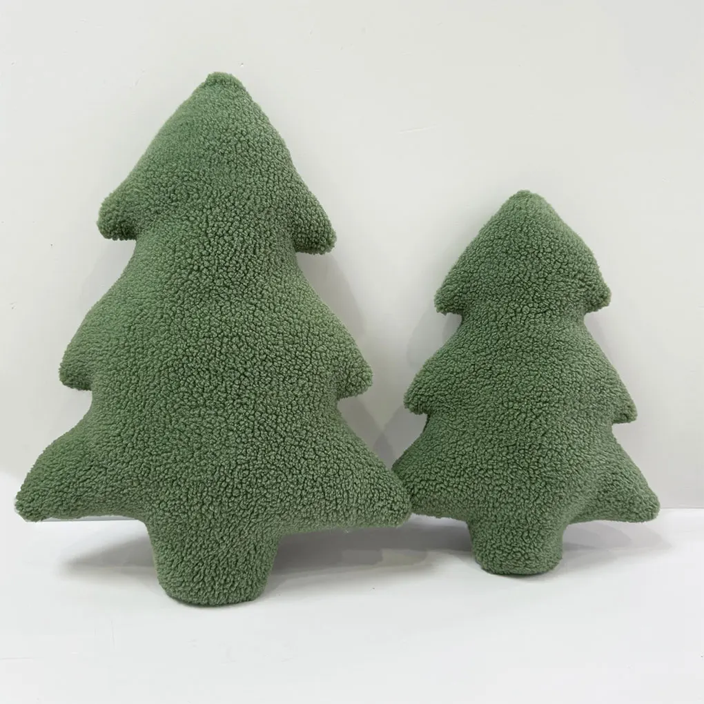 Green Realistic Green Christmas Tree Pillow For Home Decor Relieve Fatigue Christmas Decoration triangle 30cm